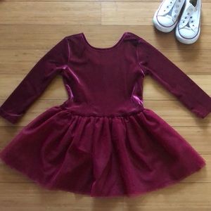 Velvet dress with tulle skirt
